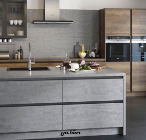 مدل کابینت طرح بتن و چوب